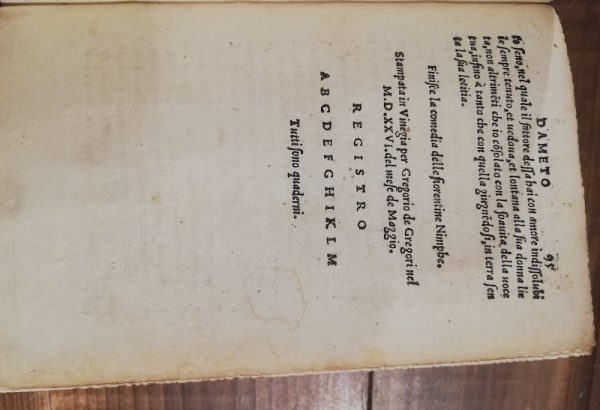 AMETO OVER COMEDIA DELLE NIMPHE FIORENTINE, COMPILATA DA MESSERE GIOVANNI BOCCACCI DA CERTALDO CITTADINO DI FIRENZE. - immagine 4