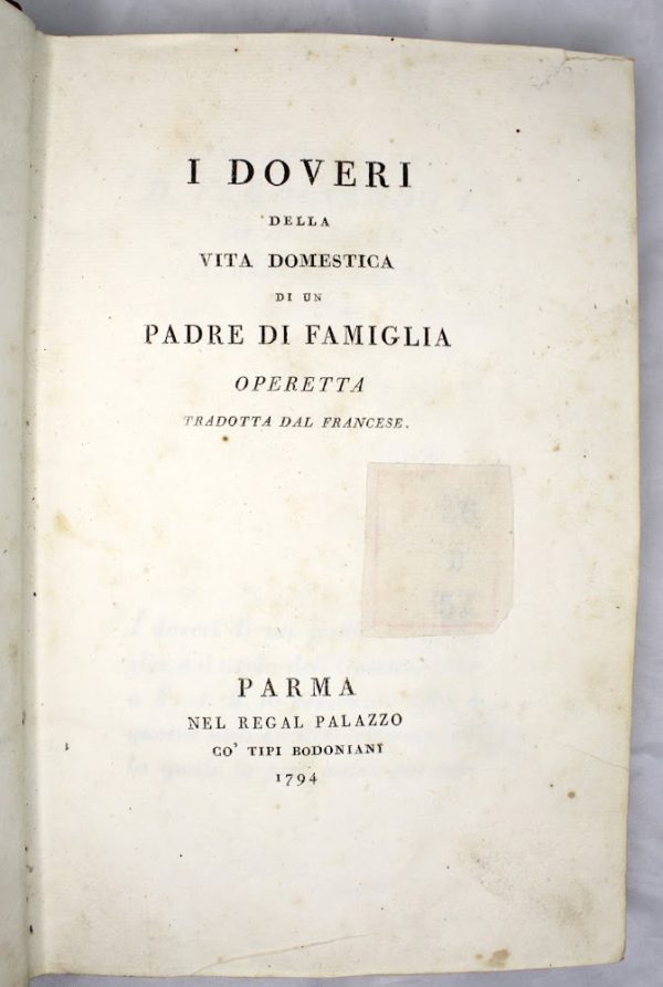 I doveri della vita domestica di un padre di famiglia, operetta tradotto dal francese.